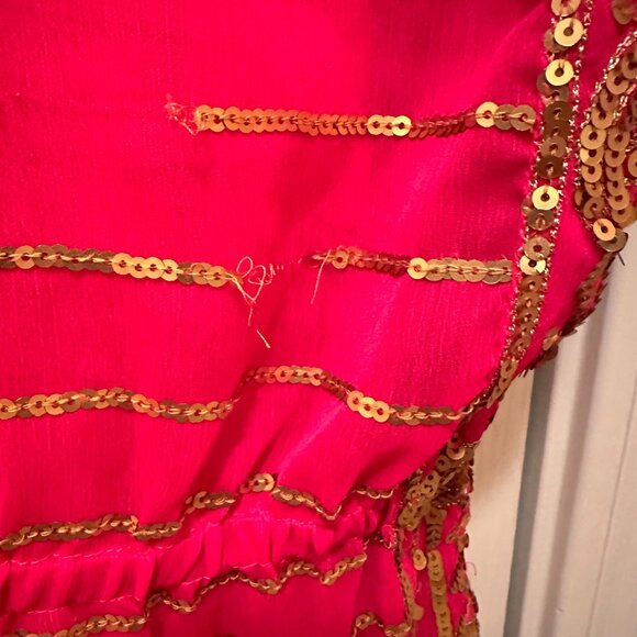 Chico's Fushia & Gold Sequin Embroidered Blouse - Picture 5 of 9